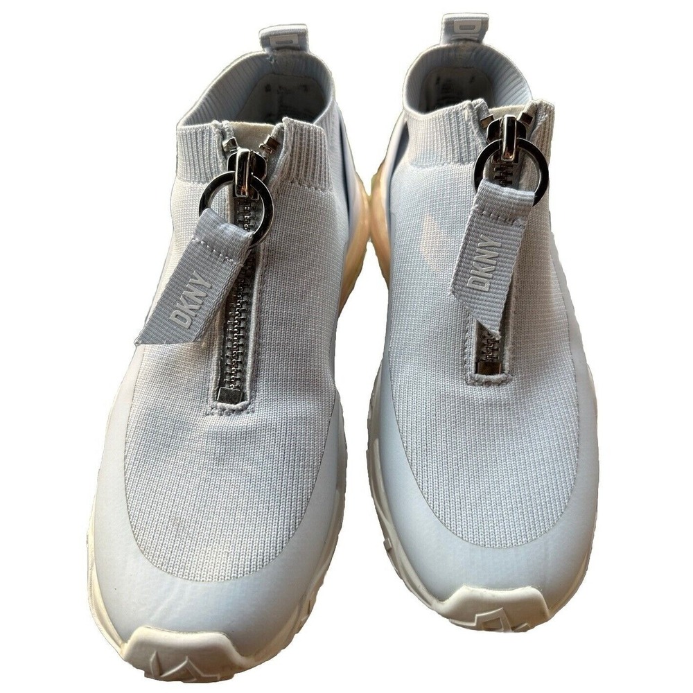DKNY Womens Slip On Zip Front Sock Sneakers Light Blue  Size‎ 8M